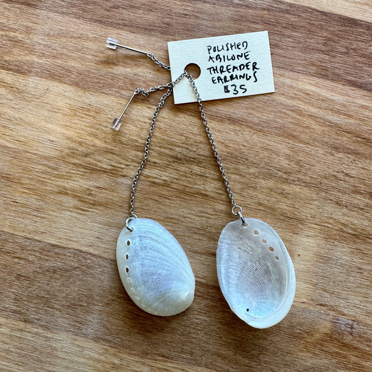 Polished Abalone Threader Earrings